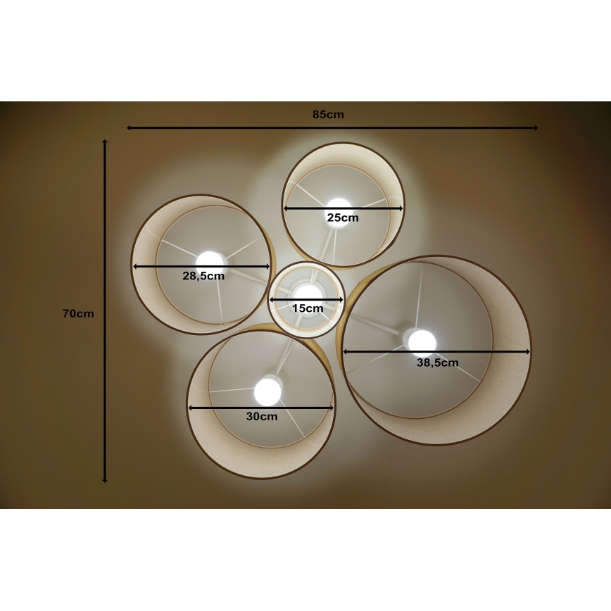Duolla - Kattovalo ROLLER PENTO 5xE27/60W/230V beige