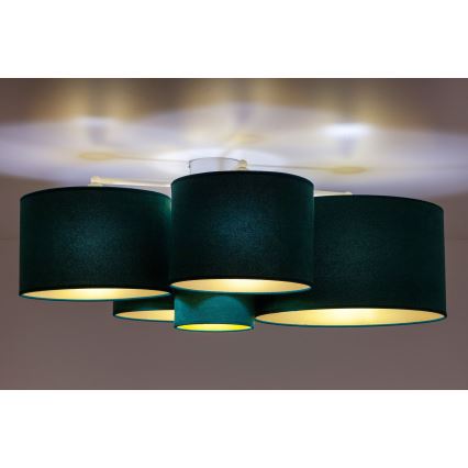 Duolla - Kattovalo ROLLER PENTO 5xE27/60W/230V vihreä/kulta