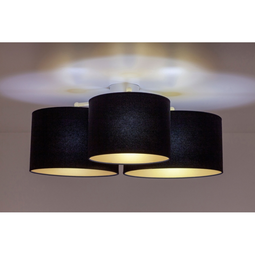 Duolla - Kattovalo ROLLER TRIO 3xE27/60W/230V musta/kulta