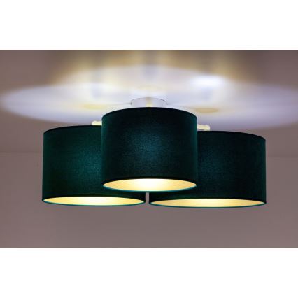 Duolla - Kattovalo ROLLER TRIO 3xE27/60W/230V vihreä/kulta