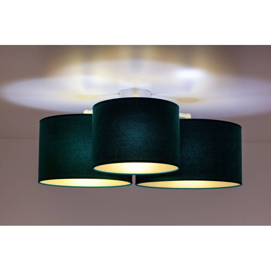 Duolla - Kattovalo ROLLER TRIO 3xE27/60W/230V vihreä/kulta