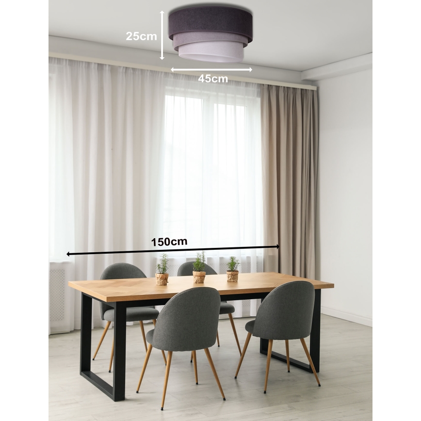 Duolla - Kattovalo TRIO 1xE27/15W/230V halk. 45 cm antrasiitti/harmaa/valkoinen