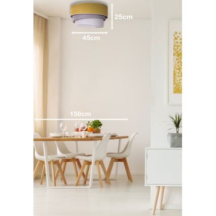 Duolla - Kattovalo TRIO 1xE27/15W/230V halk. 45 cm keltainen/harmaa/valkoinen