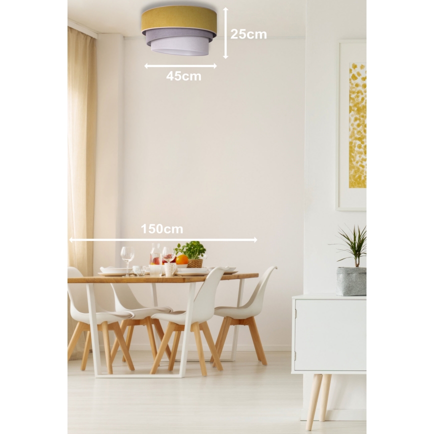 Duolla - Kattovalo TRIO 1xE27/15W/230V halk. 45 cm keltainen/harmaa/valkoinen