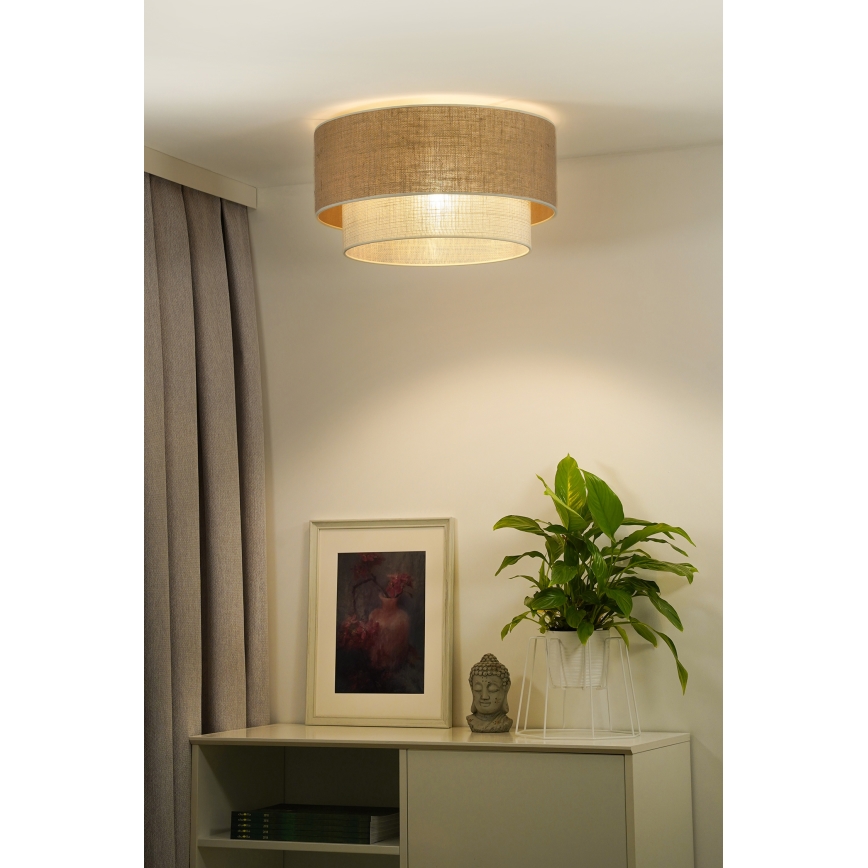 Duolla - Kattovalo YUTE BOHO 1xE27/15W/230V halkaisija 45 cm ruskea/kerma