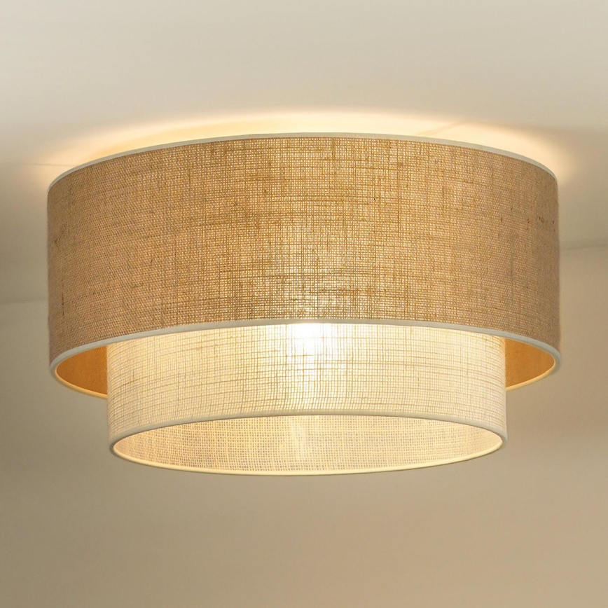 Duolla - Kattovalo YUTE BOHO 3xE27/15W/230V halkaisija 60 cm ruskea/kerma