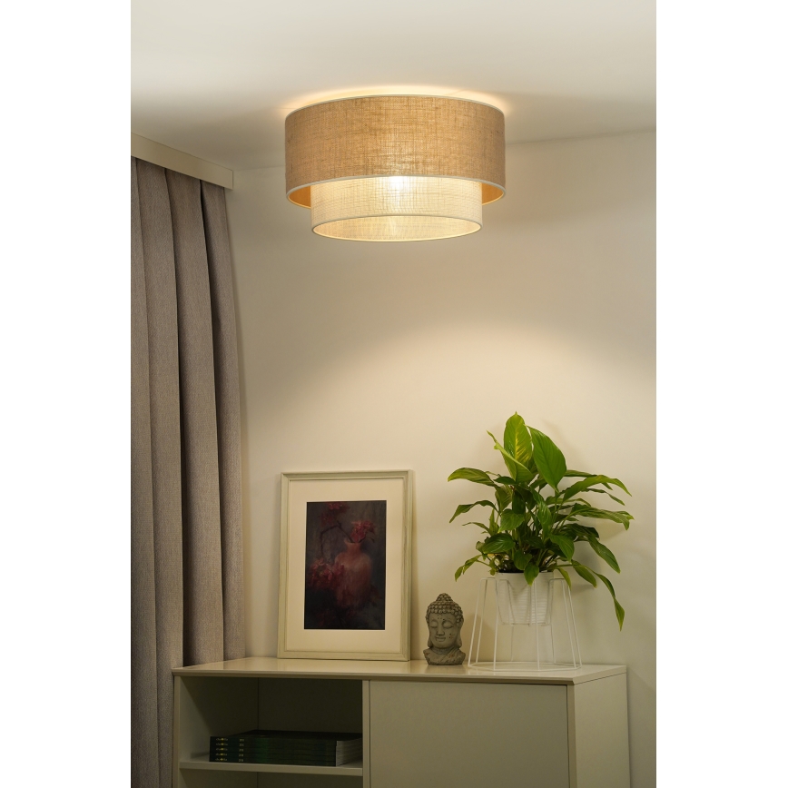 Duolla - Kattovalo YUTE BOHO 3xE27/15W/230V halkaisija 60 cm ruskea/kerma