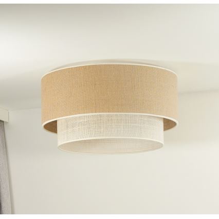 Duolla - Kattovalo YUTE BOHO 3xE27/15W/230V halkaisija 60 cm ruskea/kerma