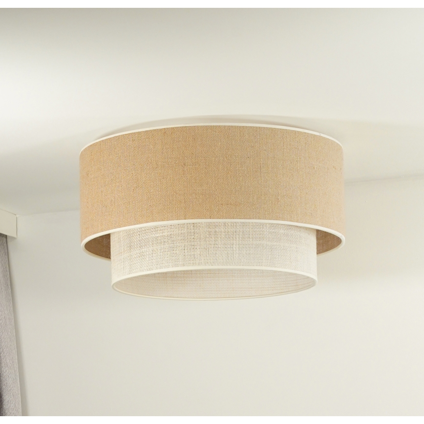 Duolla - Kattovalo YUTE BOHO 3xE27/15W/230V halkaisija 60 cm ruskea/kerma