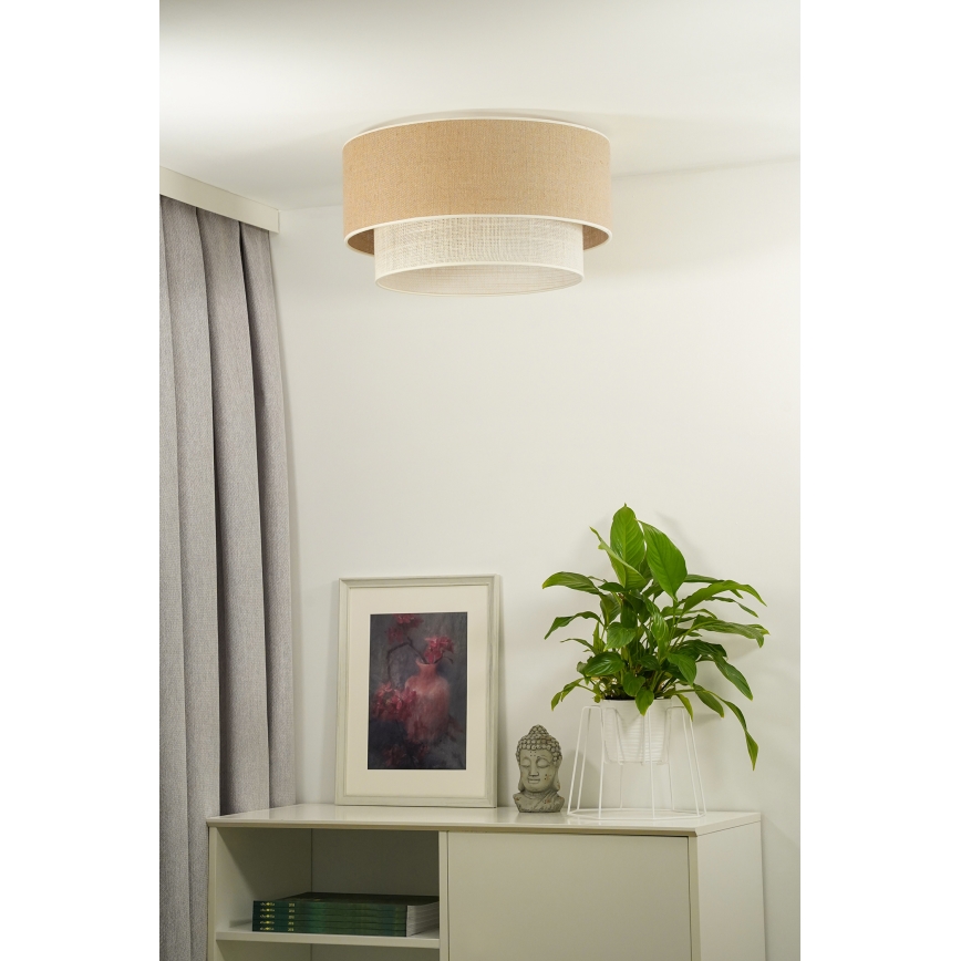 Duolla - Kattovalo YUTE BOHO 3xE27/15W/230V halkaisija 60 cm ruskea/kerma