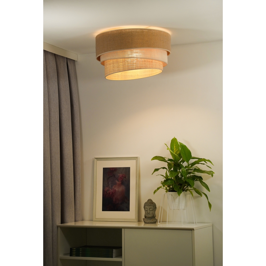 Duolla - Kattovalo YUTE TRIO 1xE27/15W/230V halkaisija 45 cm ruskea/harmaa/beige