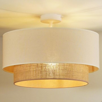 Duolla - Kiinnitettävä kattovalaisin BOHO 1xE27/15W/230V halkaisija 45 cm kerma/ruskea