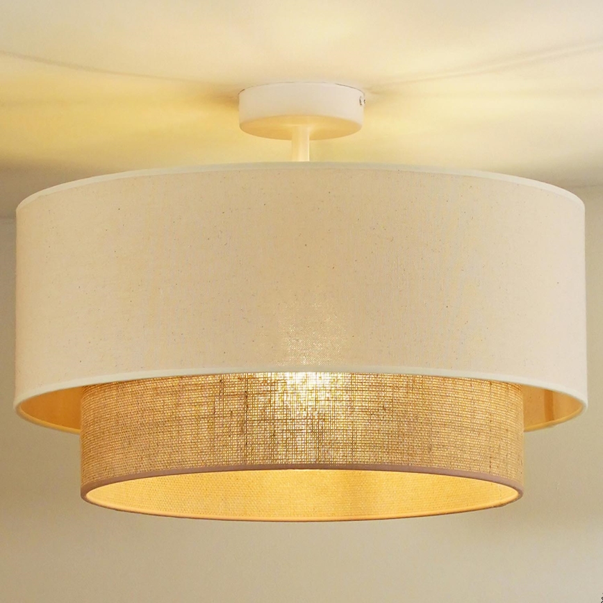 Duolla - Kiinnitettävä kattovalaisin BOHO 1xE27/15W/230V halkaisija 45 cm kerma/ruskea