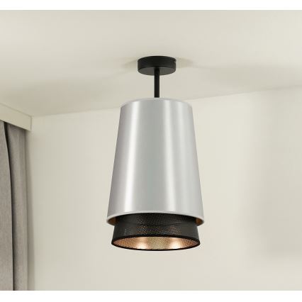 Duolla - Kiinteä kattokruunu BELL SHINY 1xE27/15W/230V halkaisija 25 cm hopea/musta