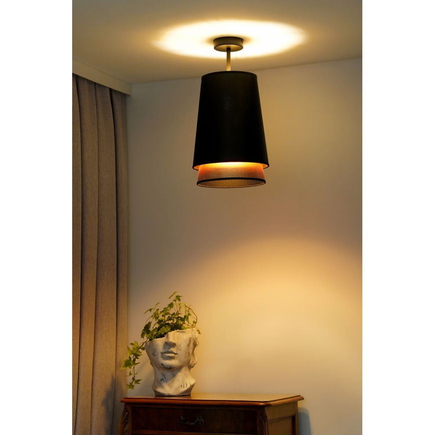 Duolla - Kiinteä kattokruunu BELL SHINY 1xE27/15W/230V halkaisija 25 cm musta/kupari