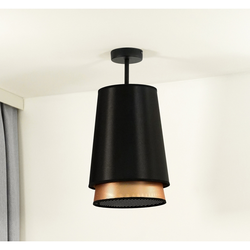 Duolla - Kiinteä kattokruunu BELL SHINY 1xE27/15W/230V halkaisija 25 cm musta/kupari