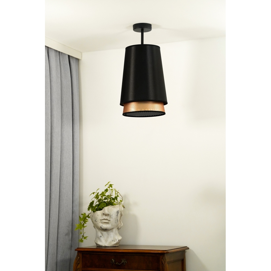 Duolla - Kiinteä kattokruunu BELL SHINY 1xE27/15W/230V halkaisija 25 cm musta/kupari