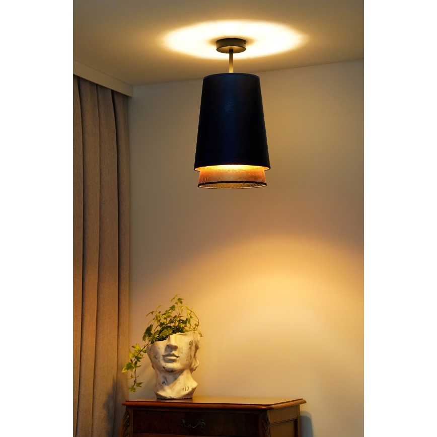 Duolla - Kiinteä kattokruunu BELL SHINY 1xE27/15W/230V halkaisija 25 cm sininen/kupari