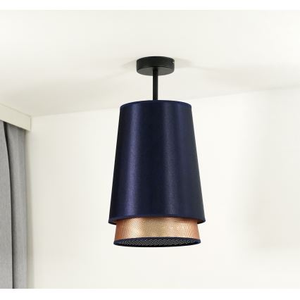 Duolla - Kiinteä kattokruunu BELL SHINY 1xE27/15W/230V halkaisija 25 cm sininen/kupari