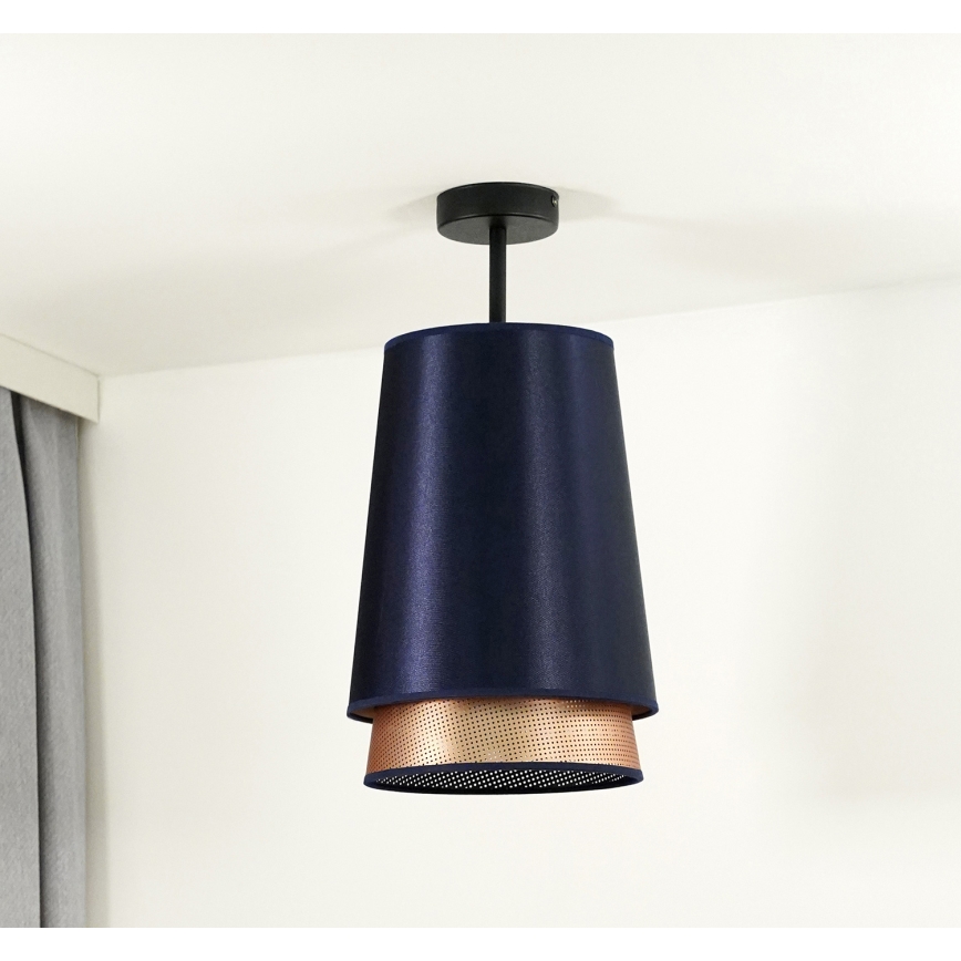 Duolla - Kiinteä kattokruunu BELL SHINY 1xE27/15W/230V halkaisija 25 cm sininen/kupari