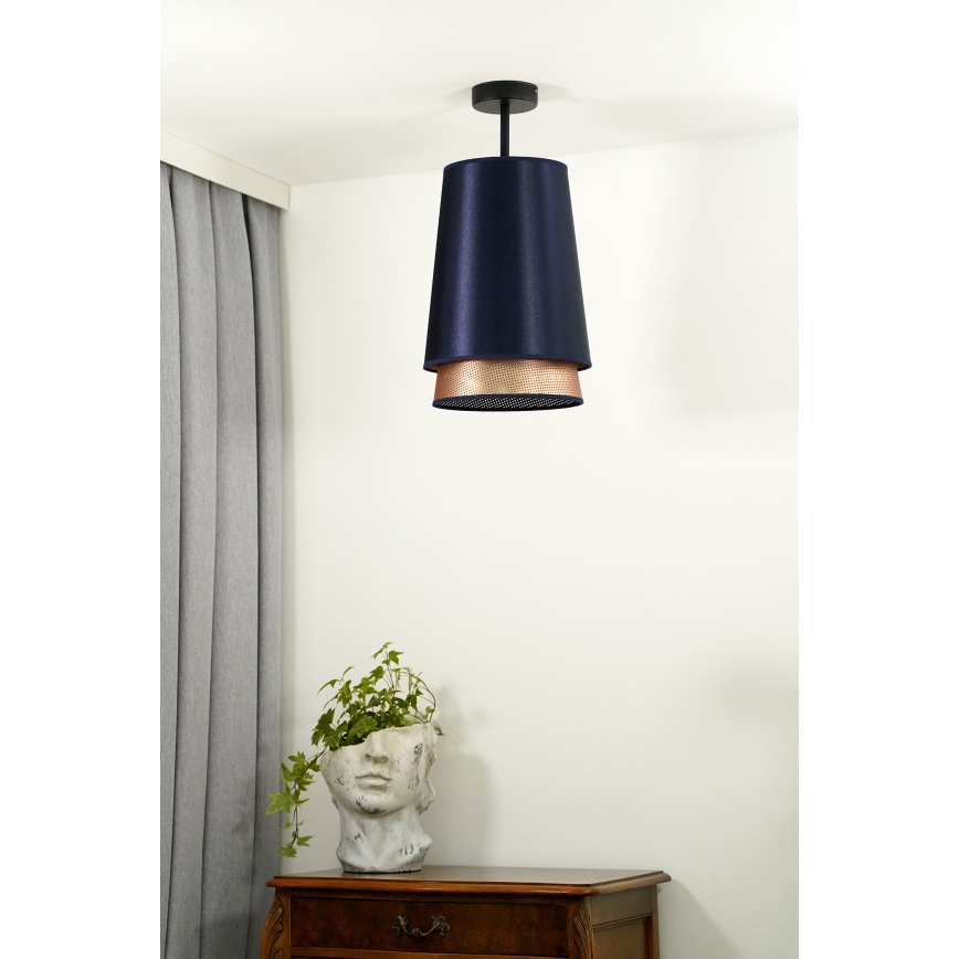 Duolla - Kiinteä kattokruunu BELL SHINY 1xE27/15W/230V halkaisija 25 cm sininen/kupari