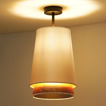 Duolla - Kiinteä kattokruunu BELL SHINY 1xE27/15W/230V halkaisija 25 cm valkoinen/kupari