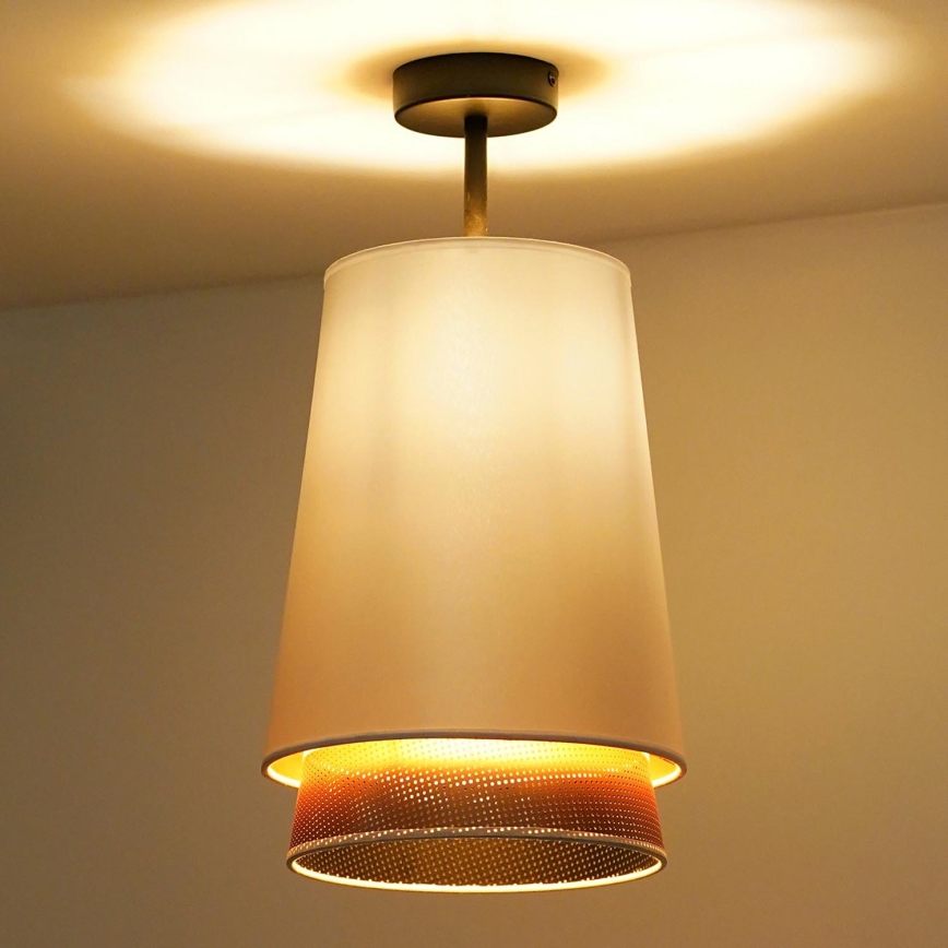 Duolla - Kiinteä kattokruunu BELL SHINY 1xE27/15W/230V halkaisija 25 cm valkoinen/kupari