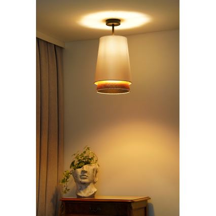 Duolla - Kiinteä kattokruunu BELL SHINY 1xE27/15W/230V halkaisija 25 cm valkoinen/kupari