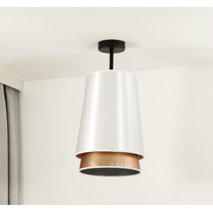 Duolla - Kiinteä kattokruunu BELL SHINY 1xE27/15W/230V halkaisija 25 cm valkoinen/kupari