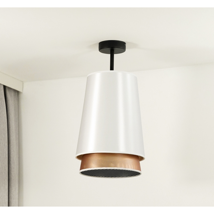 Duolla - Kiinteä kattokruunu BELL SHINY 1xE27/15W/230V halkaisija 25 cm valkoinen/kupari