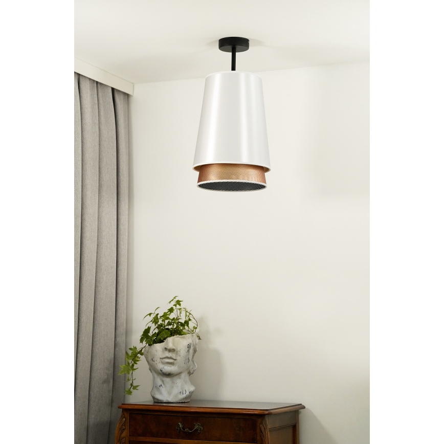 Duolla - Kiinteä kattokruunu BELL SHINY 1xE27/15W/230V halkaisija 25 cm valkoinen/kupari