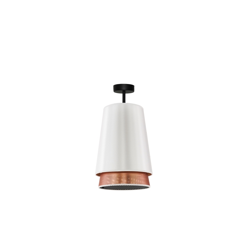 Duolla - Kiinteä kattokruunu BELL SHINY 1xE27/15W/230V halkaisija 25 cm valkoinen/kupari