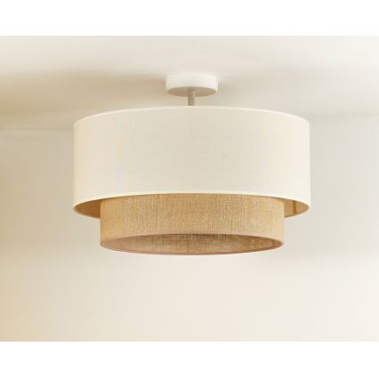 Duolla - Kiinteä kattokruunu BOHO 1xE27/15W/230V halkaisija 45 cm kerma/ruskea