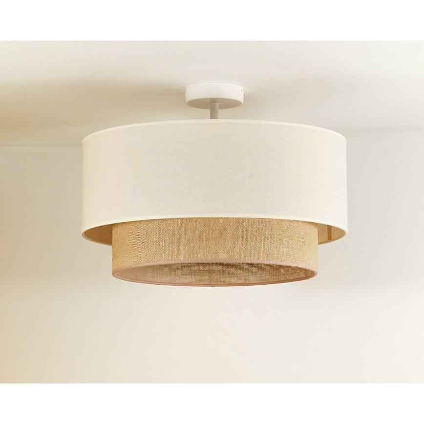 Duolla - Kiinteä kattokruunu BOHO 1xE27/15W/230V halkaisija 45 cm kerma/ruskea