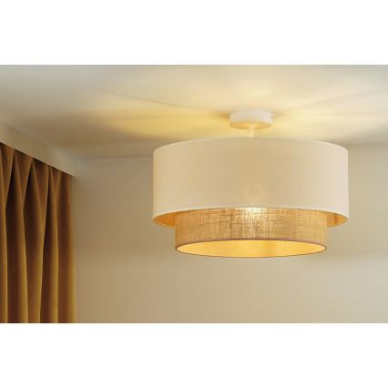 Duolla - Kiinteä kattokruunu BOHO 1xE27/15W/230V halkaisija 45 cm kerma/ruskea
