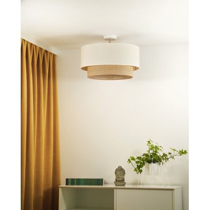 Duolla - Kiinteä kattokruunu BOHO 1xE27/15W/230V halkaisija 45 cm kerma/ruskea