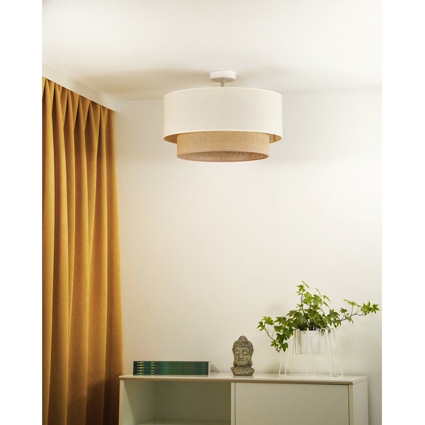 Duolla - Kiinteä kattokruunu BOHO 1xE27/15W/230V halkaisija 45 cm kerma/ruskea