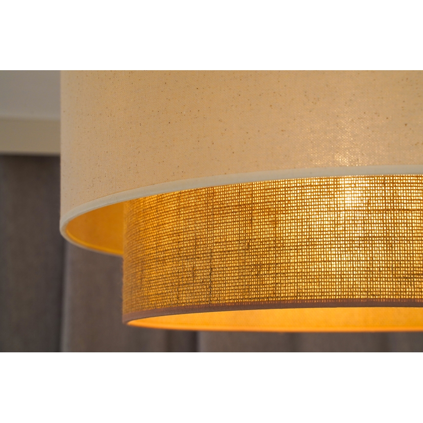 Duolla - Kiinteä kattokruunu BOHO 1xE27/15W/230V halkaisija 45 cm kerma/ruskea
