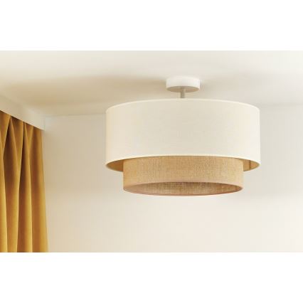 Duolla - Kiinteä kattokruunu BOHO 1xE27/15W/230V halkaisija 45 cm kerma/ruskea