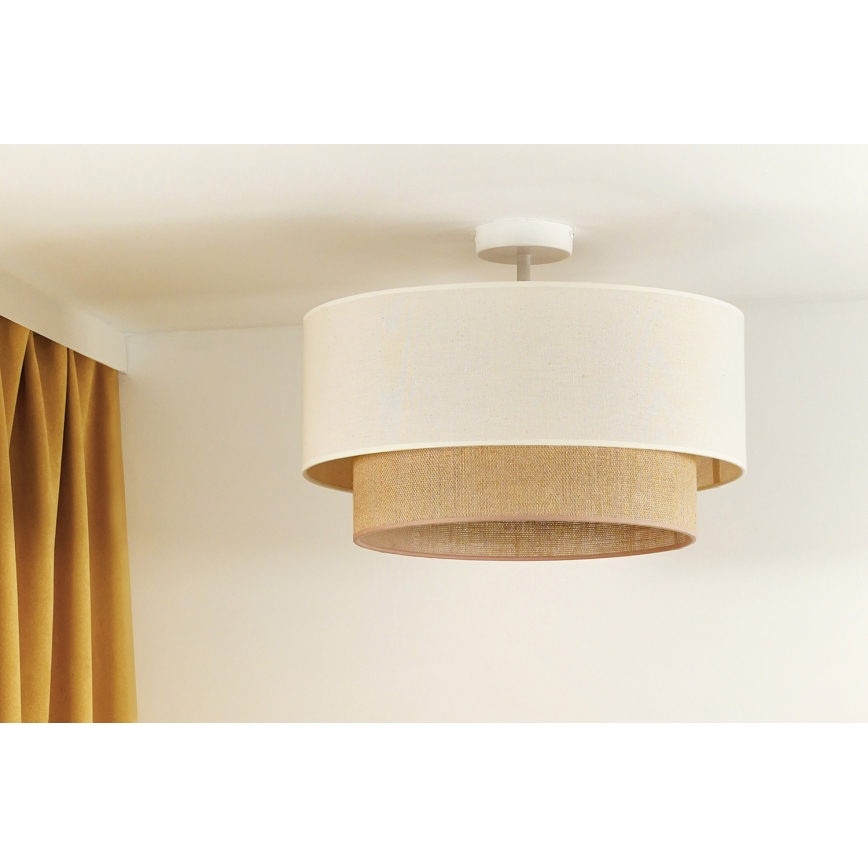 Duolla - Kiinteä kattokruunu BOHO 1xE27/15W/230V halkaisija 45 cm kerma/ruskea