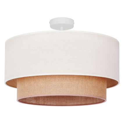 Duolla - Kiinteä kattokruunu BOHO 1xE27/15W/230V halkaisija 45 cm kerma/ruskea