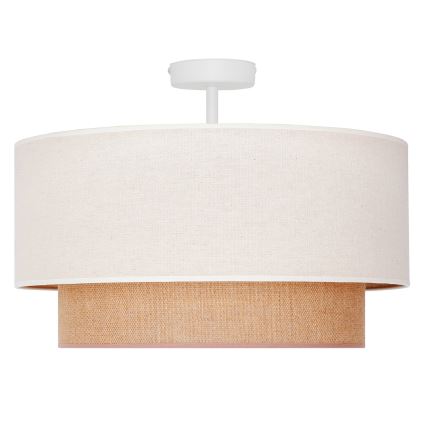 Duolla - Kiinteä kattokruunu BOHO 1xE27/15W/230V halkaisija 45 cm kerma/ruskea