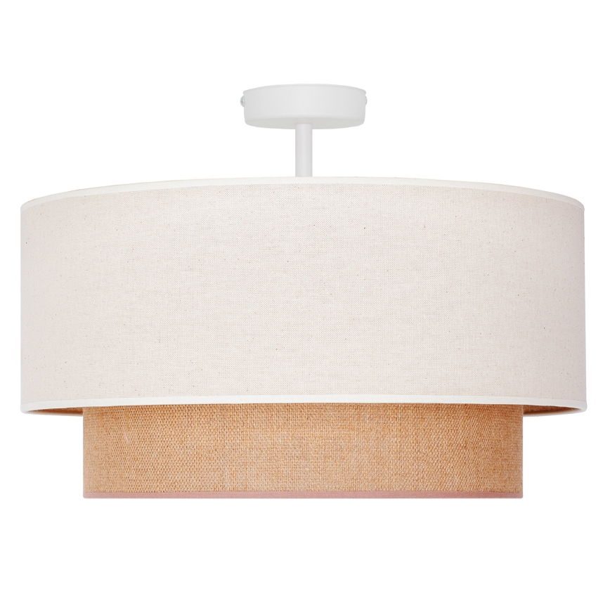 Duolla - Kiinteä kattokruunu BOHO 1xE27/15W/230V halkaisija 45 cm kerma/ruskea