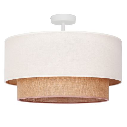 Duolla - Kiinteä kattokruunu BOHO 1xE27/15W/230V halkaisija 45 cm kerma/ruskea