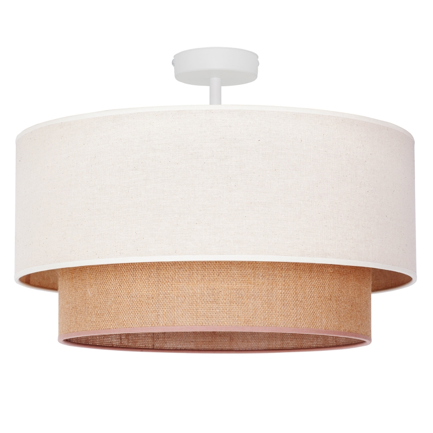 Duolla - Kiinteä kattokruunu BOHO 1xE27/15W/230V halkaisija 45 cm kerma/ruskea