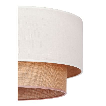 Duolla - Kiinteä kattokruunu BOHO 1xE27/15W/230V halkaisija 45 cm kerma/ruskea