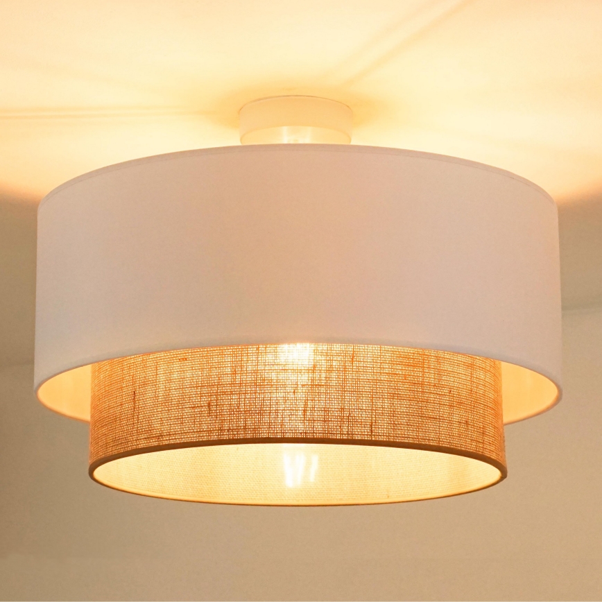 Duolla - Kiinteä kattokruunu  BOHO 1xE27/15W/230V halkaisija 45 cm valkoinen/ruskea