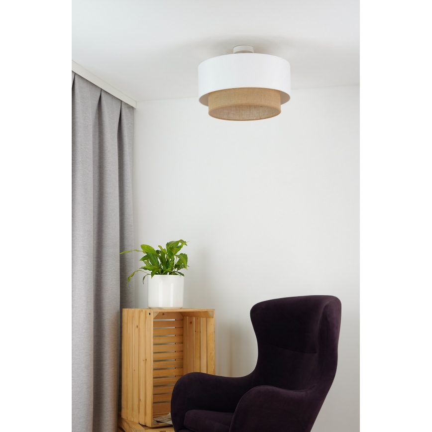 Duolla - Kiinteä kattokruunu  BOHO 1xE27/15W/230V halkaisija 45 cm valkoinen/ruskea
