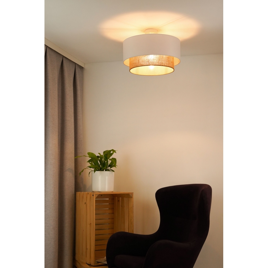 Duolla - Kiinteä kattokruunu  BOHO 1xE27/15W/230V halkaisija 45 cm valkoinen/ruskea