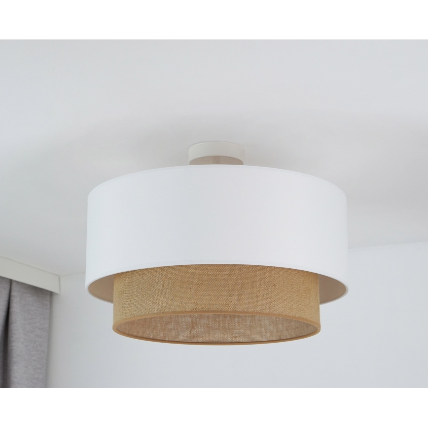 Duolla - Kiinteä kattokruunu  BOHO 1xE27/15W/230V halkaisija 45 cm valkoinen/ruskea